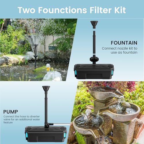 Image of POPOSOAP Pond Filter Pump Fountain Kits with UV Clarifier, 660GPH /40W Pond Pump and Filter Kit for Outdoor Ponds Clearing Koi Pond Garden Fish Tank Aquarium Water Features