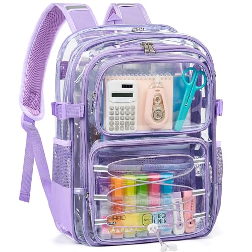 crvint Heavy Duty Clear Backpack for School 360° Reflective Strips Clear Bookbag Transparent PVC Backpack with Multiple Compartments See Through Bag for College Work Travel Security by crvint - Used condition - US$17.50