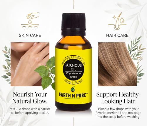 Image of Earth N Pure Patchouli Essential Oil | 100% Pure & Natural | Undiluted | For Diffuser, Aromatherapy, Skincare, Hair Care & Perfume Making | Deep Earthy Aroma | 30ml
