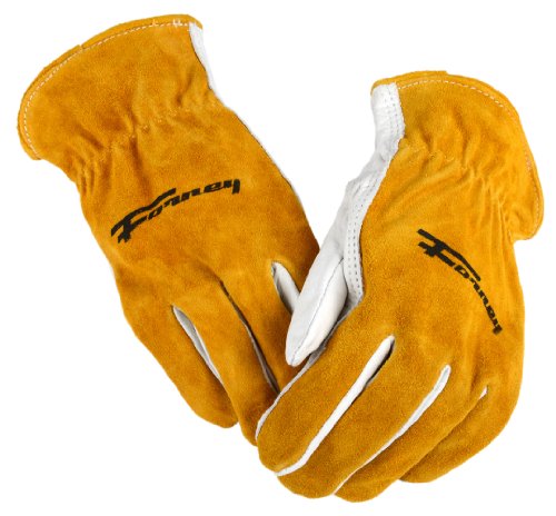 Forney 53123 Cowhide Leather Driver Men's Gloves, Medium, Russet/White