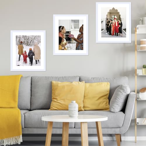Image of JCJMY 20x24 Picture Frame with 16x20 Mat, Display Photo 16x20 with Mat or 20 x 24 Without Mat, Wall Hanging Large 20 by 24 Poster Frame with Plexiglass, White