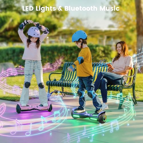 Image of Gyroor G13 Hoverboard with Seat Attachment 6.5 inch All-Terrain Go Kart | LED Lights, Bluetooth Speaker, UL2272 Certified, Adjustable Frame, 7.75 MPH Max Speed, Hoverboard for Kids and Adults