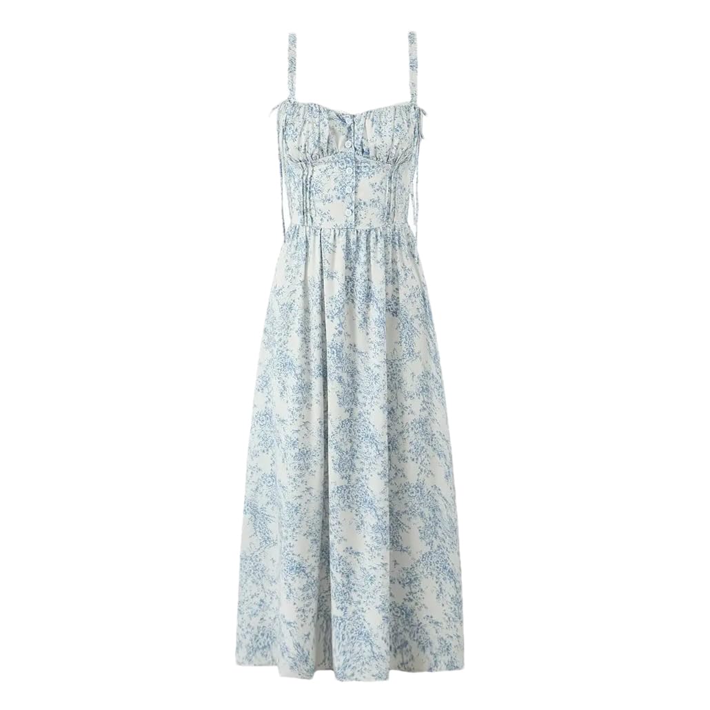 Vestido largo midi con estampado floral para mujer, sin mangas, casual, para vacaciones