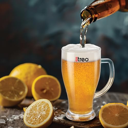 Image of Treo By Milton Embassy Beer Mug I Glasses for Beer, Juice, Mocktail | Scratch Resistant & Easy to Clean | Dishwasher Safe Mug | Transparent | Set of 6, 280 ml Each