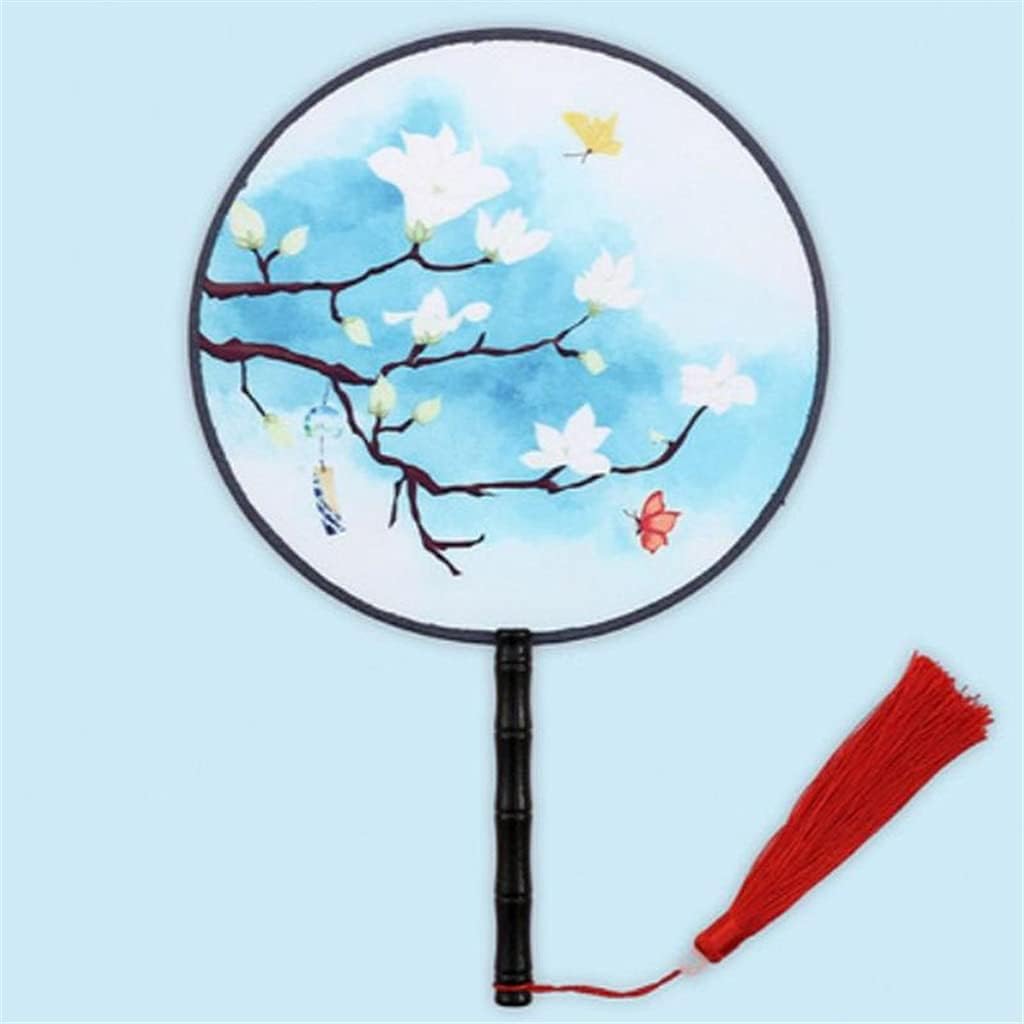 Chinese Polygonal Group Fan Ladies Dancing Embroidery Tassel Hand Retro Gift Craft Art Pattern Family Party