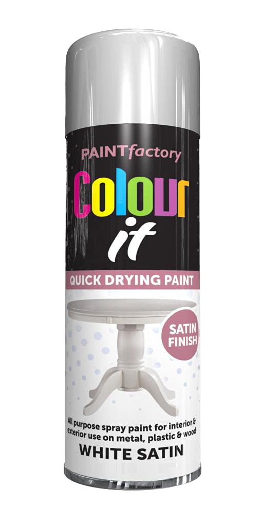 Classic Signature - 2 x All Purpose White Satin Aerosol Spray Paint 250ml Quick Drying Spray,Fast Dry and Excellent Coverage for Wood, Metal, Plastic and more