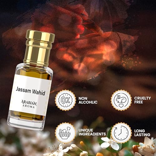 Image of Arabian Aroma Jassam Wahid Attar | Bergamot & Oud Fragrance with Passion Fruit | Long-Lasting Alcohol-Free | 100% Perfume | Oil-Based Itra Perfume for Men & Women (6ml)