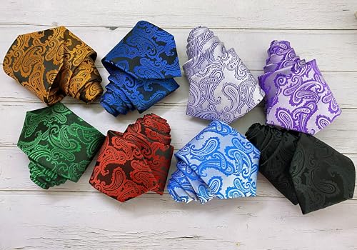 Image of KissTies Mens Paisley Tie And Pocket Square Necktie Sets