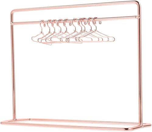 Toddmomy 1 juego de perchero en miniatura para muñecas, perchero de metal con perchas para ropa, accesorios de muebles para casa de muñecas, oro rosa