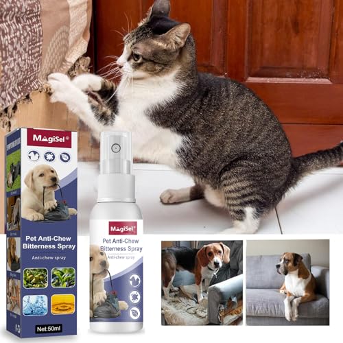 MagiSel No Chew Spray für Hunde, Fernhaltespray Hunde Bitter Apple Spray für Hund/e, Hundeabwehrspray, Anti Kau Spray Hund, Hält Hunde Wirksam vom Kauen ab Möbel, Kleidung und Schuhe(50 ML)