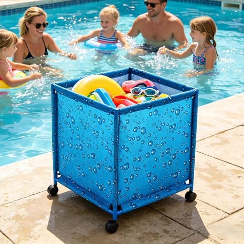 Rangement piscine pliant et bac de rangement à roulettes jardin