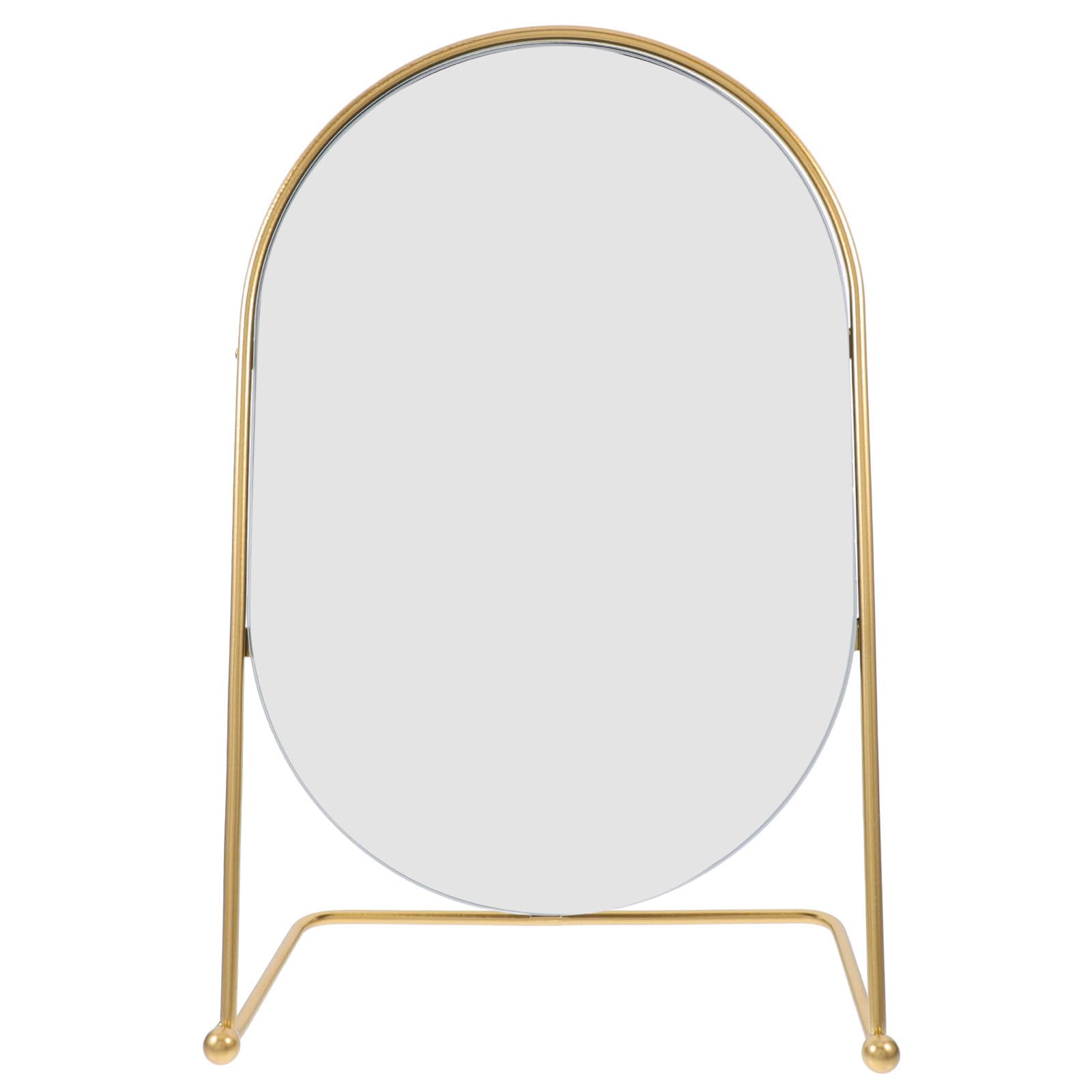Miroir ovale doré haut de gamme en métal et verre pour table de maquillage