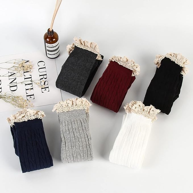 Image of Women's Thigh High Lace Boot Socks - Knee High Warmer With Lace Trim Long Stocking for Cosplay