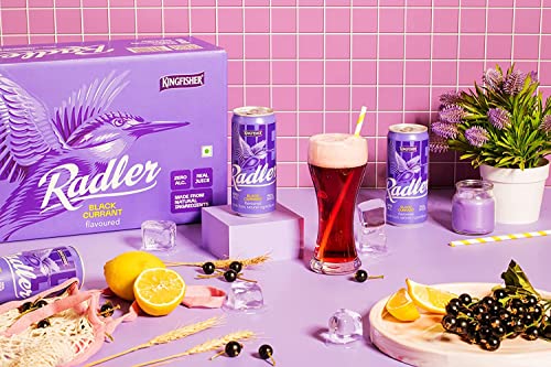 Image of Kingfisher Radler - Black Currant - Non-Alcoholic Malt Drink, Pack of 6 x 300 ml Can
