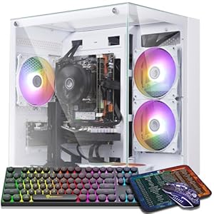 Computadora de escritorio preconstruida para juegos, Intel Core i5(hasta 3.6 GHz), tarjeta gráfica RX550 con memoria de video GDDR5 de 4 GB, 16 GB de RAM, SSD NVME de 512 GB, WiFi5, ventilador RGB x4