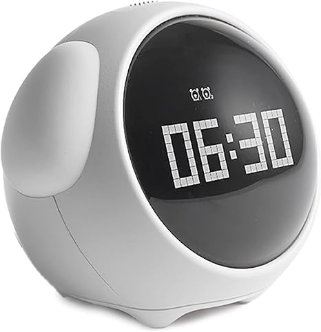 Amazon Co Jp リズム 目覚まし時計 光 Usb充電 置き時計 デジタル時計 スヌーズ 機能 Led バックライト クロック 時計 卓上時計 子供ベッド ナイトテーブル 音声制御 調整可能な明るさ 温度 表示 かわいい 犬 表情 ホワイト ホーム キッチン