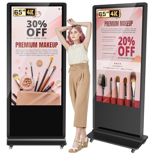 Image of 32 /43 /55 /65 Inch Digital Signage Display, LCD Screen Advertising Display Kiosk Interactive Totem Floor Standing Auto AD Player with USB /HDMI /WiFi Android OS (65'' Touch Screen)