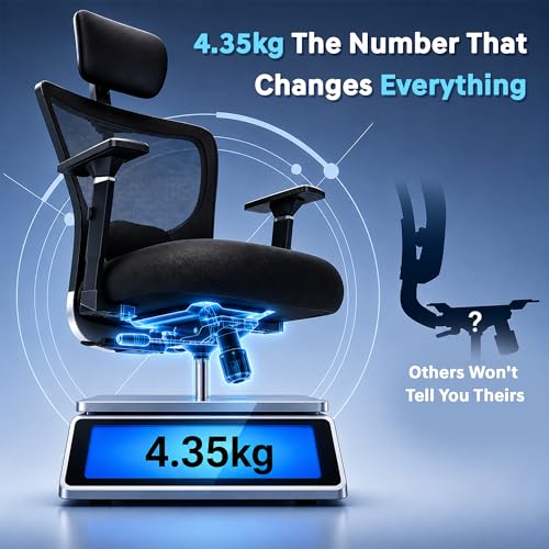 Image of Urbanova Pro Ergonomic Office Chair for Work | Multi-Lock with Seat Slider | 5 Year Warranty | 3D Armrest | Adjustable Lumbar (3D with 4 Position Lock, seat Slider)