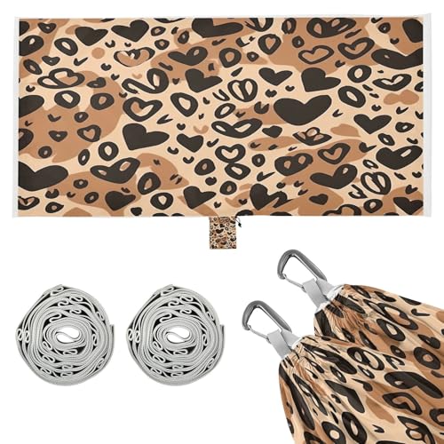 Haskirky Leopard Heart Camping Hammock, Single Portable Hammocks with Tree Straps & Attached Carry Bag, 330Lbs Capacity Perfect for Outside Indoor Hiking Beach Backpack Travel