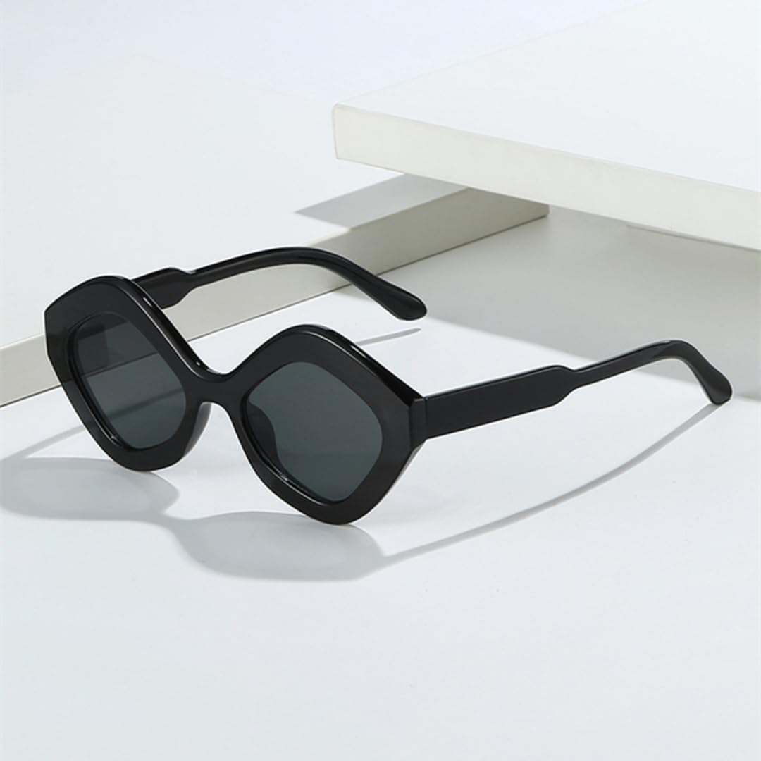 Retro Irregular Polygon Cat Eye Sunglasses Women Shades Uv400 Fashion Trending Men image 2