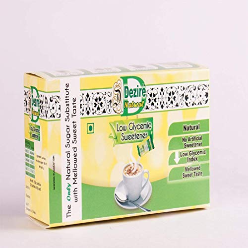 Image of Dezire Natural Low GI Sweetener (GI-19) 3g Sachets | Diabetic-Friendly Low Glycemic Index Sugar Substitute | Each Sachet Equals 1 tsp Sugar | Pack of 90