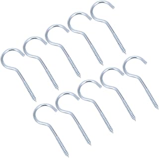Cabilock 10 Pack Screw-in Wall Hooks Zinc Plated Hooks Cup Hooks Screw-in Hooks Zinc Ceiling Hooks Self-Tapping Hook Screw in Ceiling Hooks question Mark Hook Threaded Hook with Hook