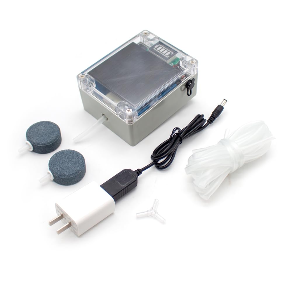 Toplionace Pompe à Oxygène pour Pêche Sauvage énergie Solaire étanche Portable Rechargeable Oxygénateur Pompe à Air pour Aquarium
