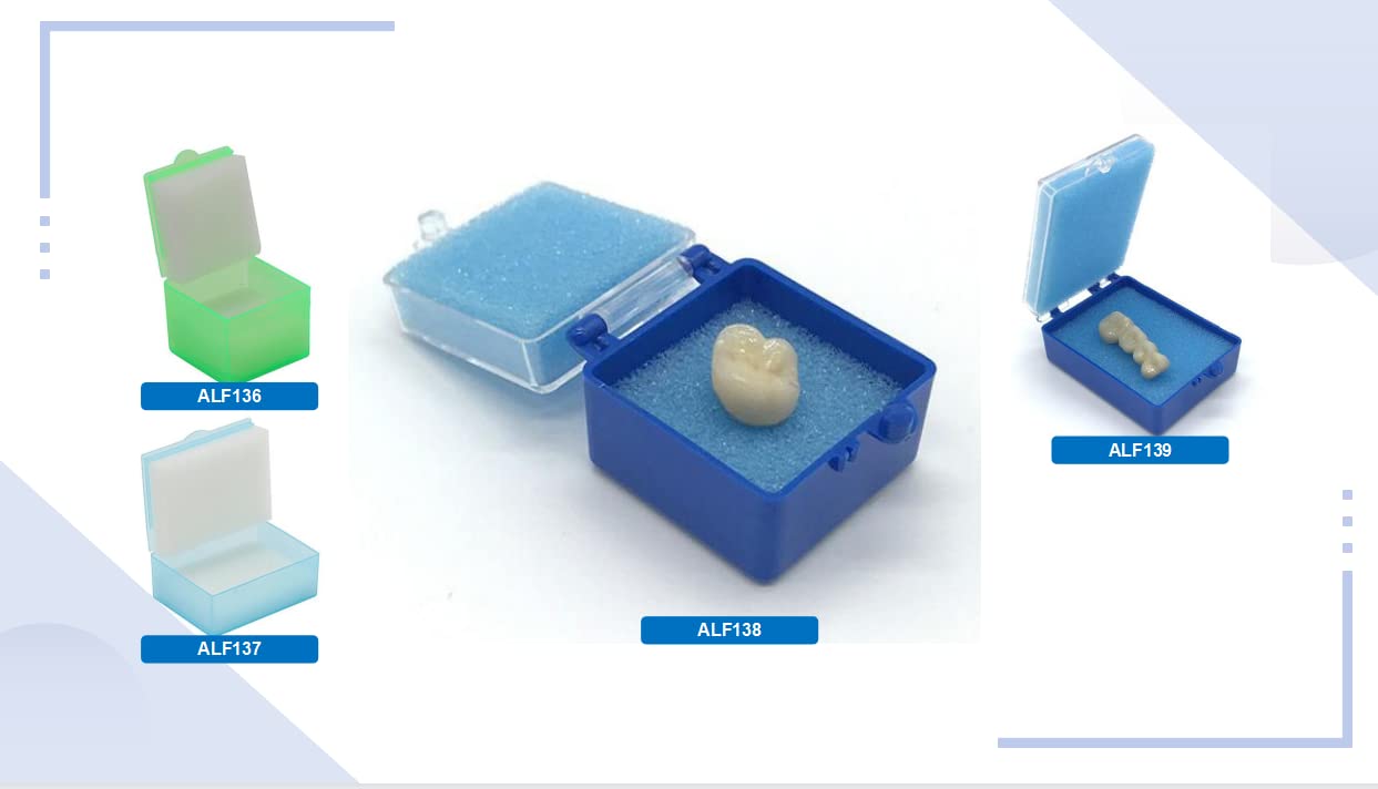 100 scatole per corone dentali con impiallacciatura in schiuma, per laboratorio, clinica, organizer per perline, blu