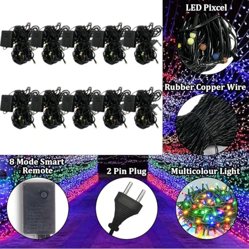 Image of fizzytech 11 Meter 40 LED Multicolor Decorative String Lights, 5MM Fairy Lights for Home Decoration, Wall, Balcony, Diwali, Christmas & Party Decor, Pack of 10