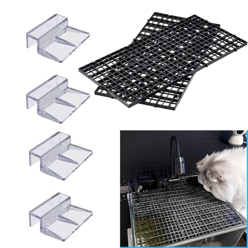 Image of VAYINATO Black Plastic Divider Panel Separator Grid Isolation Board and Aquarium Fish Tank Glass Clossing Top Lid Cover Support Clip Clamp (2 Egg Crate / 4 Acrylic Clear Clips Holder, 8mm)