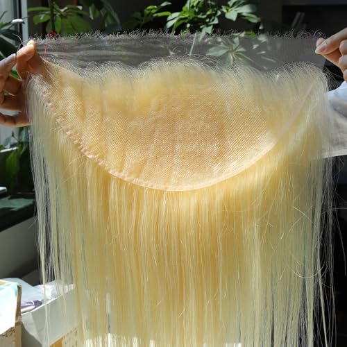 BEEOS 13x6 SKINLIKE Real HD Lace Frontal, 613 Blonde Color Straight Human Hair Pre-Plucked Natural Hairline 0.10mm Ultra-thin Invisible Swiss Lace 14 Inch