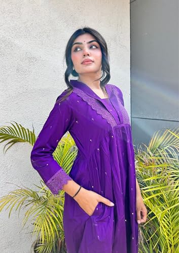 Image of MOKOSH Women's Cotton Kurta with Pant | Kurta Set | V Neck 3 /4 Sleeve Ethnic Suit | 2 Piece Outfit | Indian Kurta Outfit With Pant