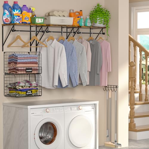 Daoutime DAOU-XYFGL04-US Laundry Room Shelves Wall Mounted With Wire Baskets thumb #4