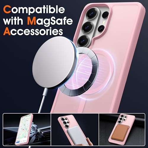 Image of Oterkin Magnetic Samsung Galaxy S26 Ultra Case, Light Pink | Matte, Compatible with MagSafe, Frosted Translucent, Shockproof Anti-Scratch Slim Fit, Military Grade Protection