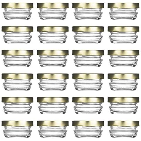 Caviar Line Small Mini Glass Jars With Tin Lids - 24 pcs x 1 oz / 28 g – All Purpose Empty Storage Jars Cover