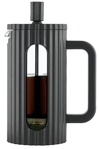 Klausberg Teezubereiter Kaffeebereiter French Press 350ml / 3 Tassen, Kaffeepresse Edelstahl filter, Kaffeekanne, Glas Teekanne, Teebereiter, Spülmaschinenfest Teekocher, matt Schwarz (KB-7741)
