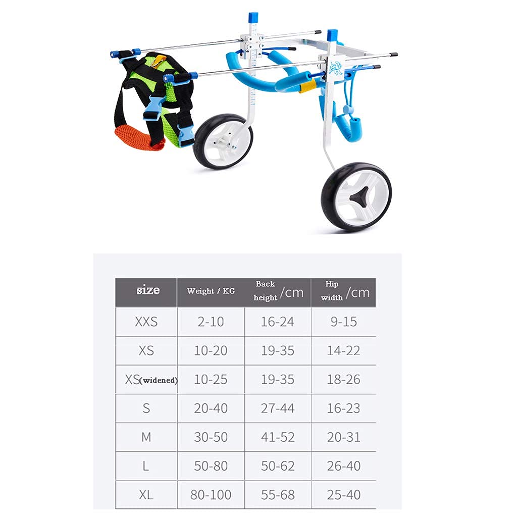 Fauteuil Roulant à 2 Roues Pour Chien Handicapé - Réglable, Cadre Aluminium, Pour Chiens Jusqu'à 50kg (Taille XXXL)
