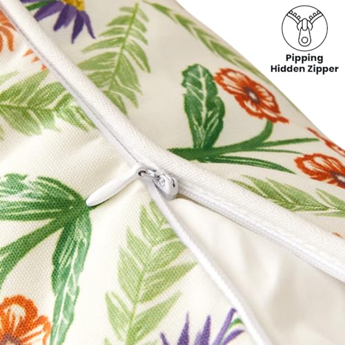 Vibrant 18x18 Waterproof Floral Outdoor Pillow Covers - Set of 2, Stylish Block Print with Piping for Patio and Porch Décor 9 Vibrant 18x18 Waterproof Floral Outdoor Pillow Covers - Set of 2, Stylish Block Print with Piping for Patio and Porch Décor - Image 8