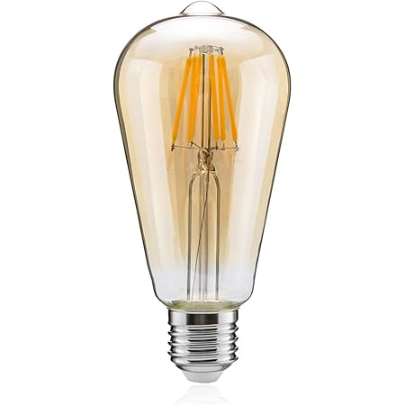 Amazon Tengyuan Ledエジソン電球 60w形 フィラメント電球 エジソンランプ Led電球 E26 8w 電球色 850lm St64 アンバーガラス 8w金色 1個入り Tengyuan ホーム キッチン 通販