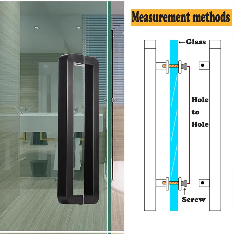 Cokritsm Black Stainless Steel Shower Door Handle 300mm Hole to Hole Center - Image 4