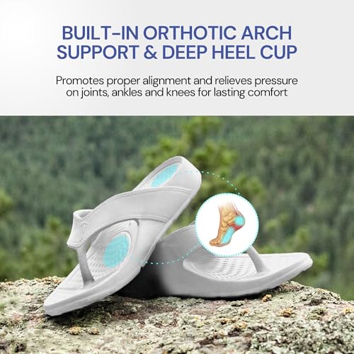 Image of NUUSOL Unisex Cascade Flip Flops; Non-Slip Hiking /Plantar Fasciitis Footwear; Soft Cushion, Lightweight & Comfortable; Arch Support & Textured Footbed, Pain Relief for Joint, Neck & Back Injuries