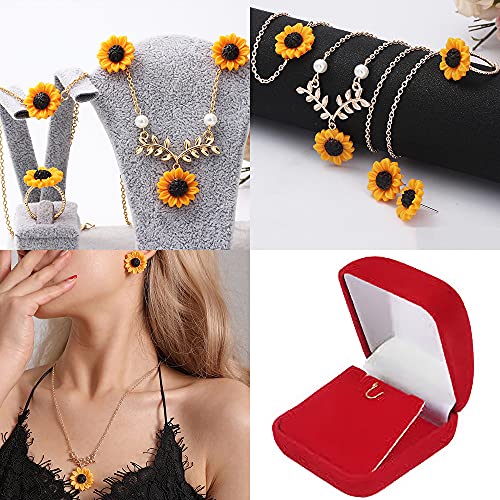 Kit Girassol Dourado Conjunto Colar Brinco Anel e Pulseira com Caixinha Envio Grátis