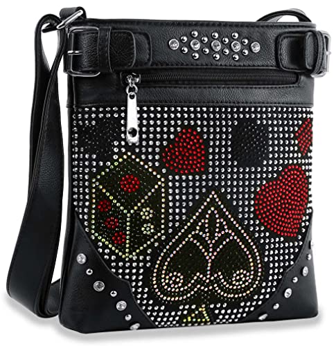 Crossbody Sling Handbag Rhinestone Bling Belt Accent Unique Sparkle Purse