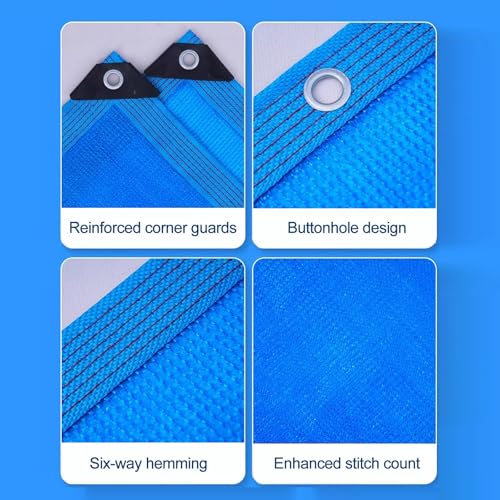 Malla de sombra azul contra el calor en el patio y protección UV para pérgolas 5