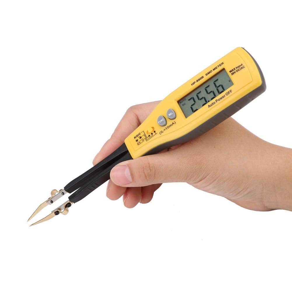 HP-990B SMD-Messgerät Widerstandskondensator Diode/Durchgang/Batterietester Auto Range Handdioden-Widerstandsmessgerät 4000Counts mit Relativmodus