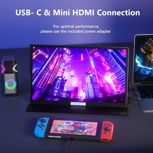 Image of 15.6 Inch 4K UHD Portable Gaming Monitor Supports HDR 100% sRGB Lightweight Metal Touchscreen with Type-C Mini HDMI Travel Monitor for Laptop /PC /Mac /PS5 /4 /Switch