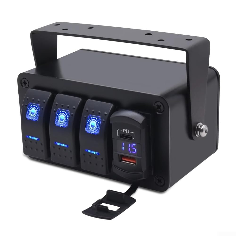 Panel Interruptores Aluminio Nylon IP65 para Coche RV
