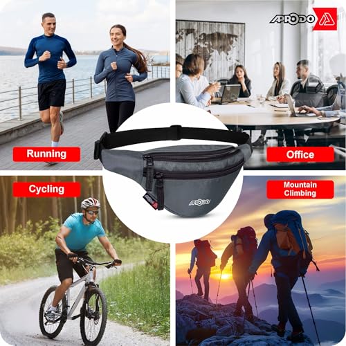 Image of Aprodo Chest & Waist Bag for Men and Women, Hands-Free Fanny Pack Bumbag with 3 Zippered Pockets, Easy Carry Phone Wallet & Cards Beltbag for Sports, Travel, Jogging, Cycling and Workout (Grey)