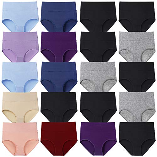 Image of Womens Underwear,Cotton Mid Waist No Muffin Top Full Coverage Brief Ladies Panties Lingerie Undergarments for Women Multipack