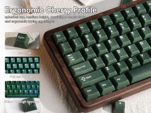 Image of dagaladoo Green Keyboard keycaps,Double Shot PBT keycaps Jade | Custom Key caps,Cherry Profile keycaps for Mechanical Keyboard 60 /65 /75 /TKL /96 /100% US Layout